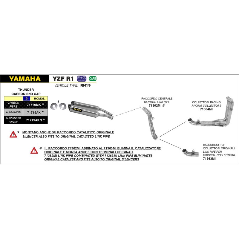 YAMAHA YZF R1 2007 - 2008 SILENCIOSO THUNDER DE ALUMINIO (DCHO+IZDO) FONDO EN CARBONO