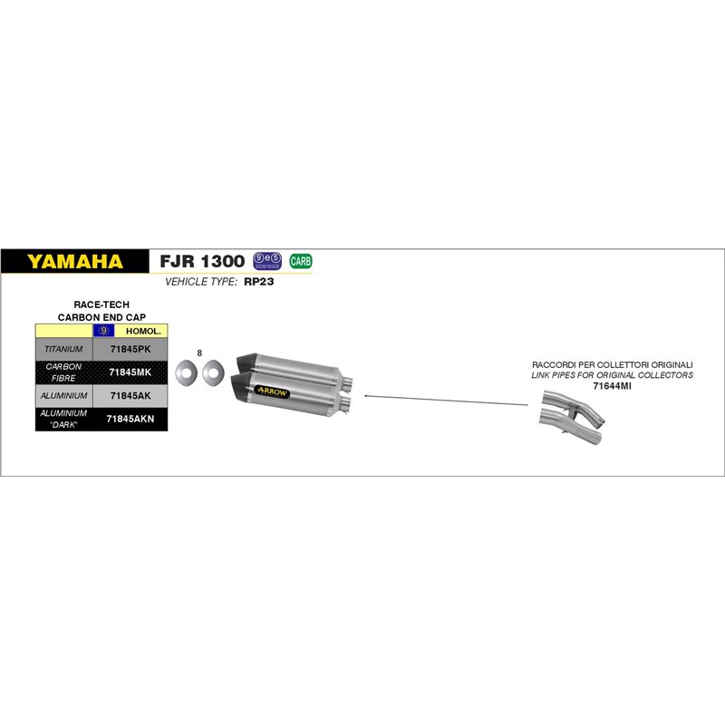 YAMAHA FJR 1300 2016 - CONECTORES PARA COLECTORES ORIGINALES