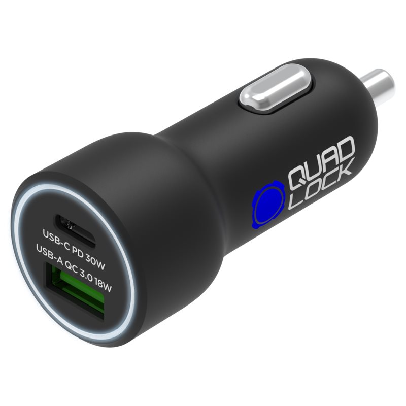 Cargador para mechero QUAD LOCK doble USB (C+A) 48W Cargador para mechero QUAD LOCK doble USB (C+A) 48W