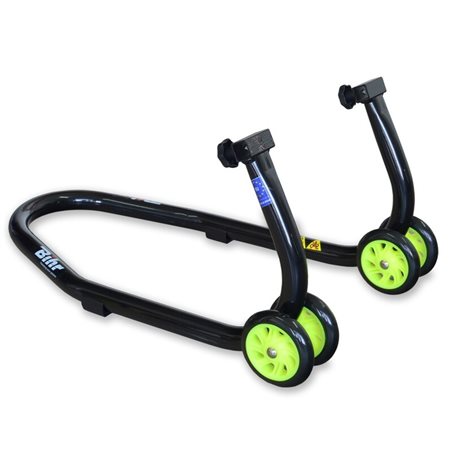Caballete delantero universal Bihr. Color negro y ruedas fluor