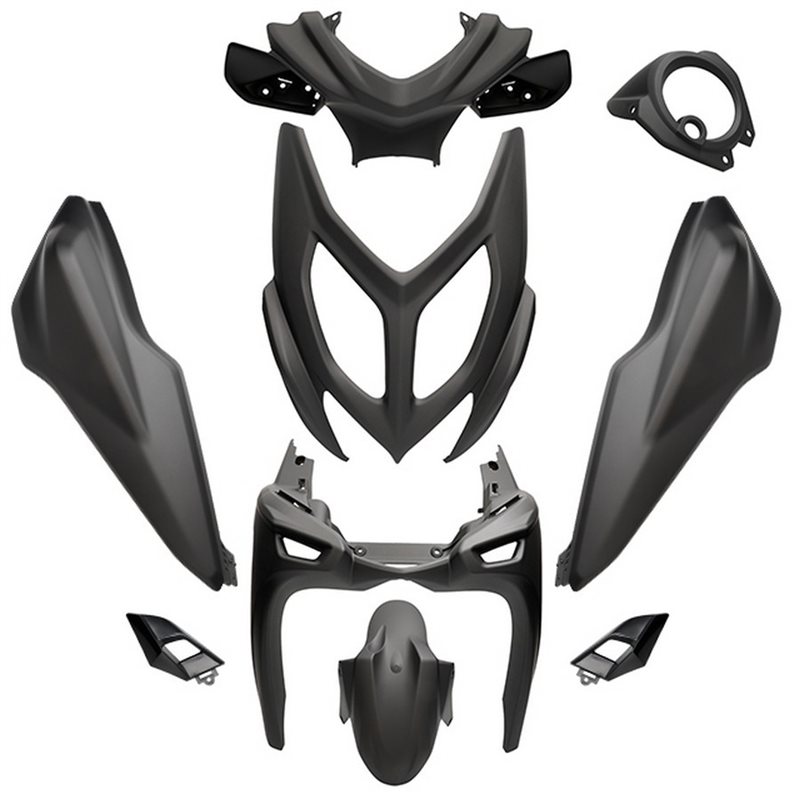 KIT DE CARENADOS YAMAHA AEROX / MBK NITRO 2013 9 PIEZAS NEGRO MATE