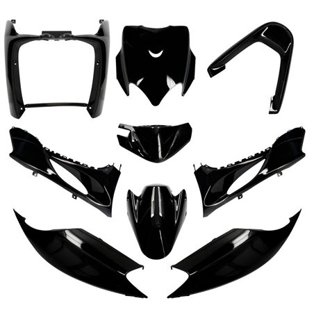 KIT DE CARENADOS YAMAHA JOG R RR / MBK MACH G 9 PIEZAS NEGRO