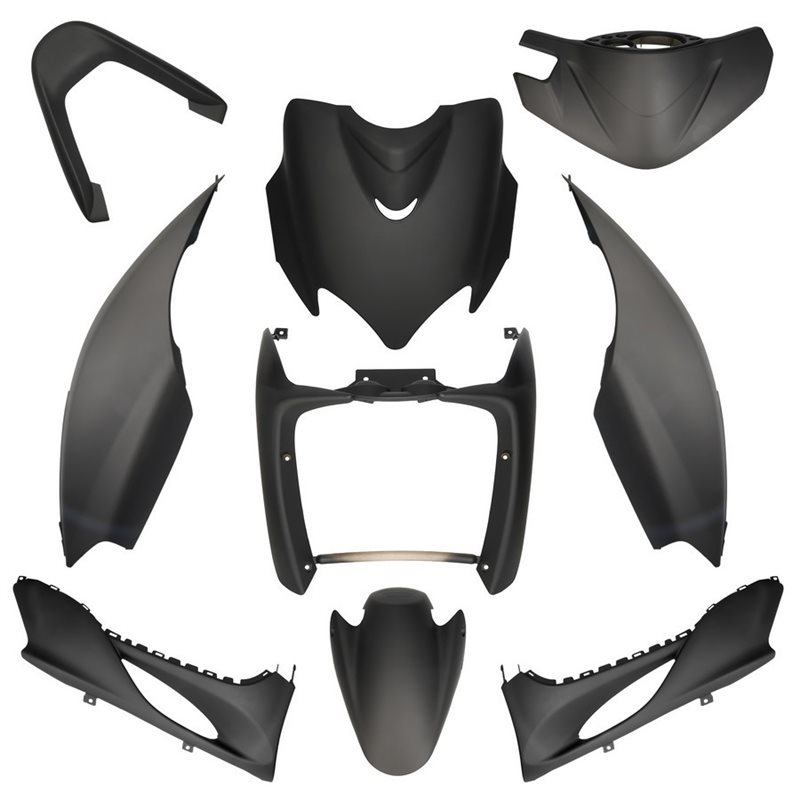 KIT DE CARENADOS YAMAHA JOG R RR / MBK MACH G 9 PIEZAS NEGRO MATE