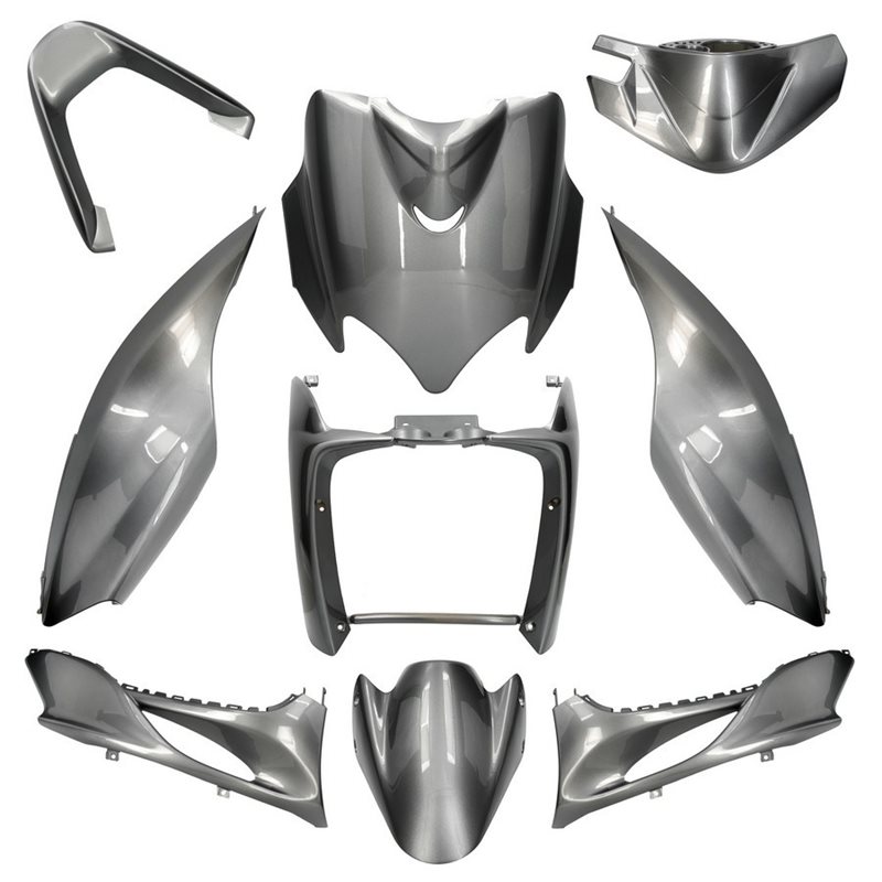 KIT DE CARENADOS YAMAHA JOG R RR / MBK MACH G 9 PIEZAS GRIS OSCURO METÁLICO BMW