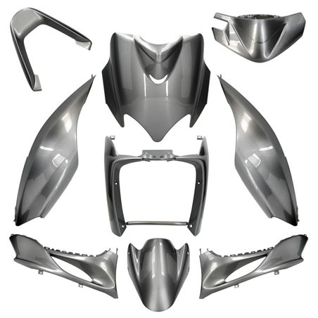 KIT DE CARENADOS YAMAHA JOG R RR / MBK MACH G 9 PIEZAS GRIS OSCURO METÁLICO BMW