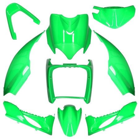 KIT DE CARENADOS YAMAHA JOG R RR / MBK MACH G 9 PIEZAS VERDE KAWA