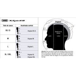 RECAMBIO SHOEI ACOLCHADO CENTRAL COMPLETO X-SPIRIT 3 DELGADO