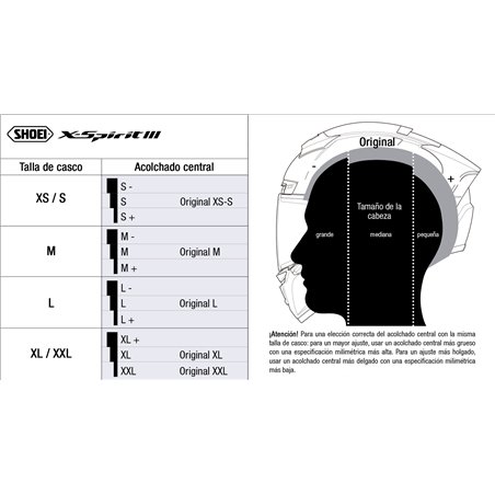 RECAMBIO SHOEI ACOLCHADO CENTRAL COMPLETO X-SPIRIT 3 GRUESO