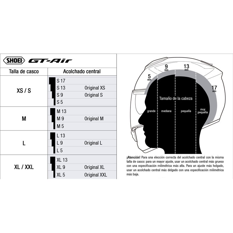 RECAMBIO SHOEI ACOLCHADO CENTRAL GT-AIR