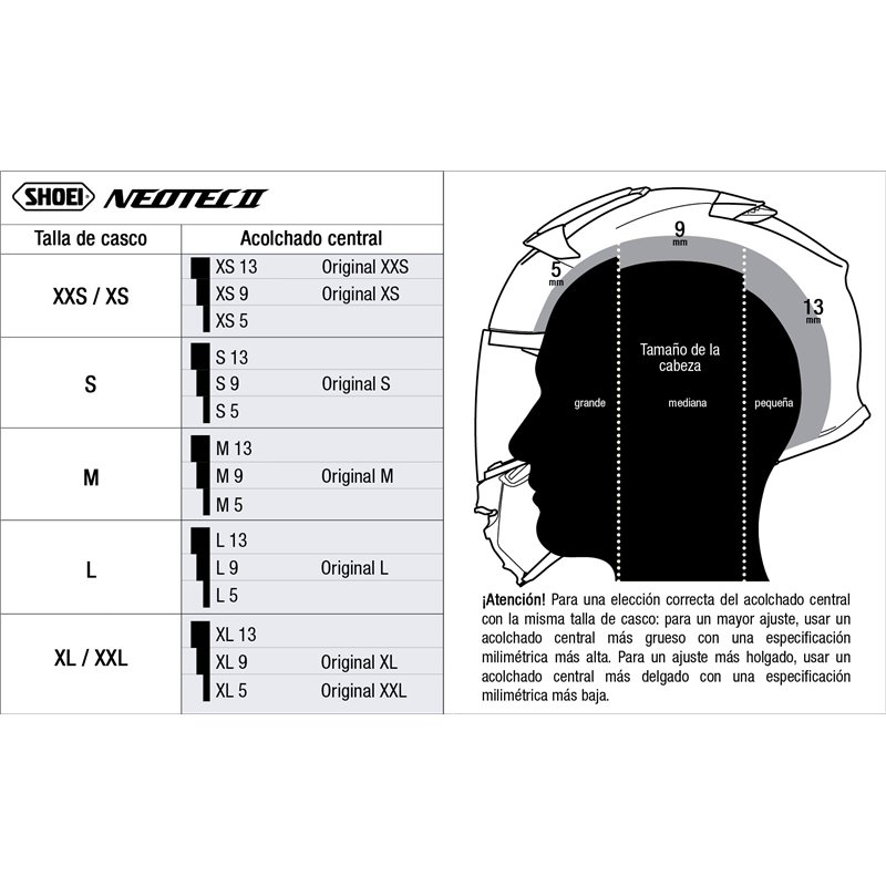 RECAMBIO SHOEI ACOLCHADO CENTRAL NEOTEC 2