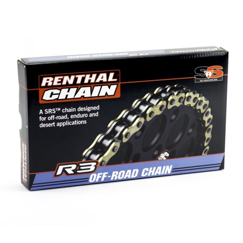 CADENA RENTHAL CON RETENES 520R3-3 CON 118 ESLABONES NEGRO/ORO