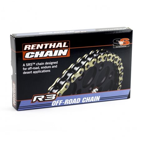 CADENA RENTHAL CON RETENES 520R3-3 CON 120 ESLABONES NEGRO/ORO