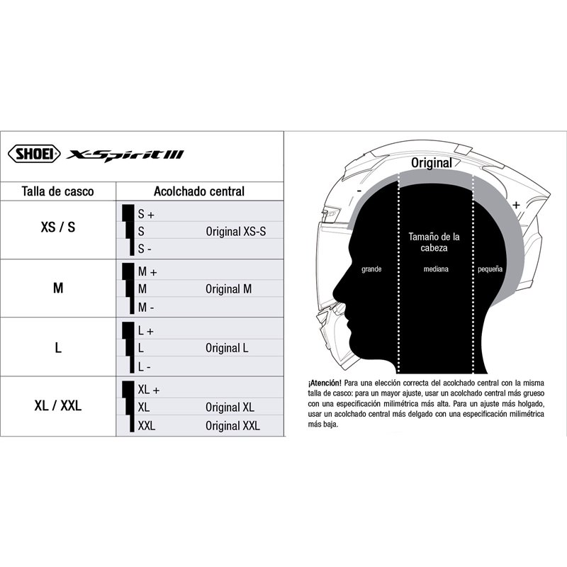 RECAMBIO SHOEI ACOLCHADO CENTRAL GRUESO X SPIRIT 3