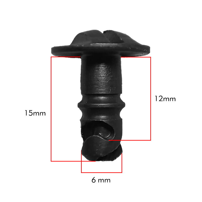 KIT TORNILLO RAPIDO M6X12MM CABEZA PLANA GRAPA DE CLIP