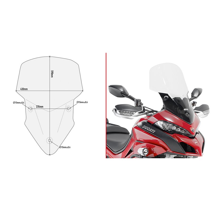 DUCATI Multistrada 1200 (15 18) CÚPULA GIVI TRANSPARENTE CON SPOILER