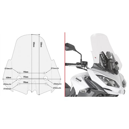 KAWASAKI Versys 650 (15 21) CÚPULA GIVI TRANSPARENTE CON SPOILER