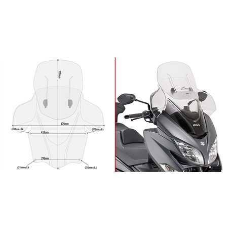 SUZUKI Burgman 400 (17 25) CÚPULA GIVI TRANSPARENTE AIRFLOW