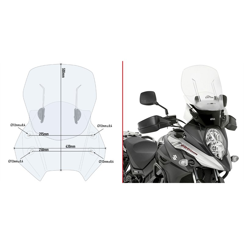 SUZUKI DL 650 V-Strom (17 24) CÚPULA GIVI TRANSPARENTE AIRFLOW