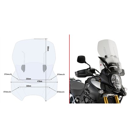 SUZUKI DL 1000 V-Strom (14 16) CÚPULA GIVI TRANSPARENTE AIRFLOW
