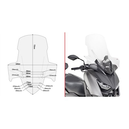 YAMAHA X-MAX 125 (18 22) CÚPULA GIVI TRANSPARENTE CON SPOILER