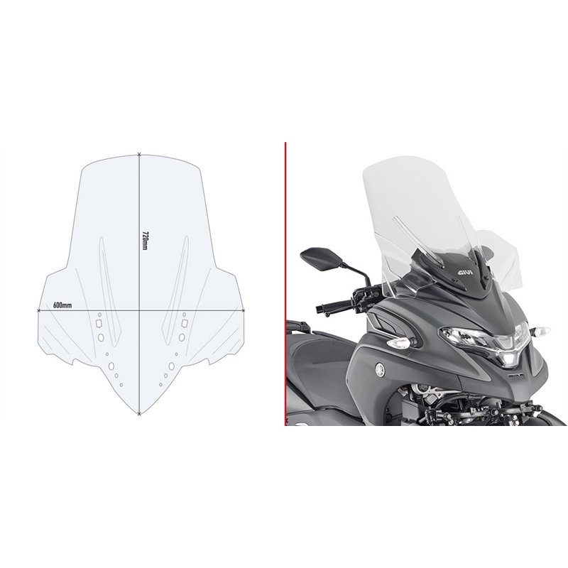 YAMAHA Tricity 300 (20 25) CÚPULA GIVI TRANSPARENTE