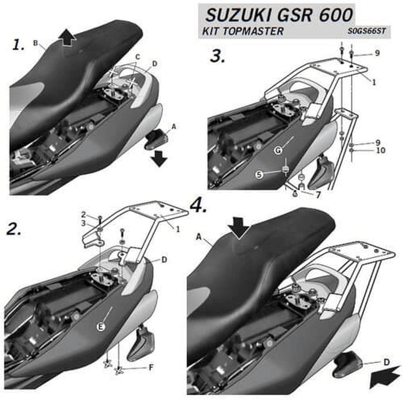 SUZUKI GSR-600 2005 - 2011 ANCLAJES BAUL SHAD