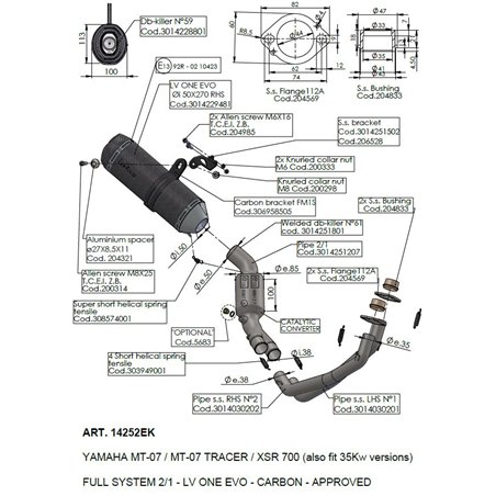 YAMAHA MT-07 ABS 2017-2020 HOMOLOGADO LIENA COMPLETA LV ONE EVO CARBONO