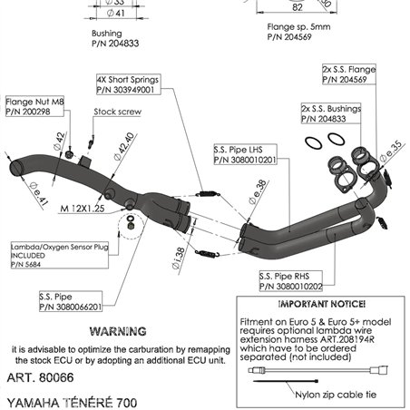 YAMAHA XTZ 700 TENERE 700 2023-2025 COLECTORES DE ESCAPE