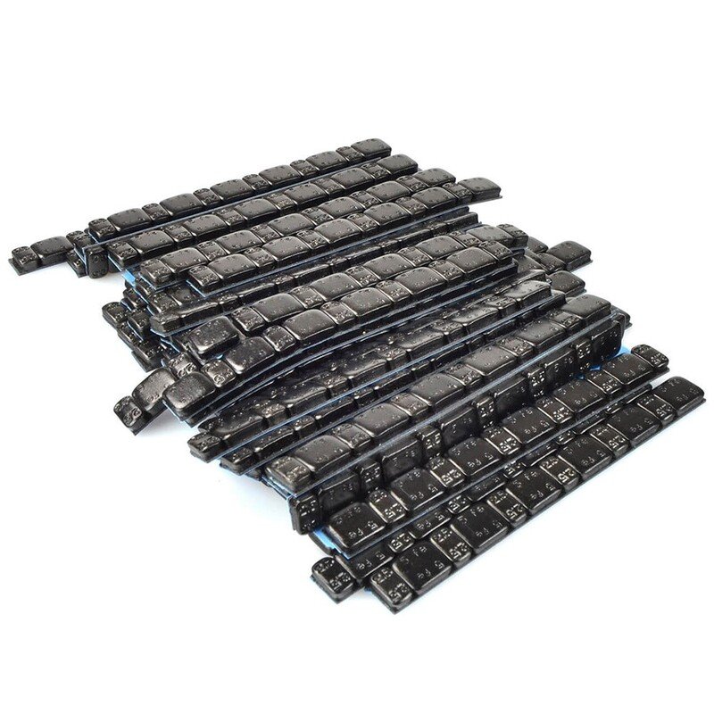Caja de 50 tiras de 45gr de contrapesos adhesivos llanta color negro