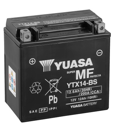 Kawasaki GTR Concours 1400 2008-2014 Bateria YUASA Sin Mantenimiento