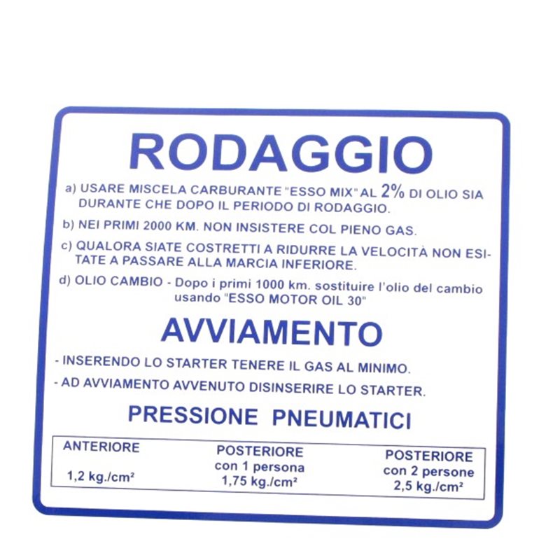 RMS Clásico Azul Rodaggio Piaggio Vespa Rally 180-200cc 610170M001