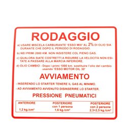 Adhesivo Rodaggio Piaggio Vespa 50-90-125cc 610170M002