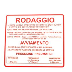 Adhesivo rodaggio Piaggio Vespa Rally 180-200cc 610170M