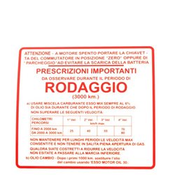 Adhesivo rodaggio Piaggio Vespa Gs 150cc 610292M