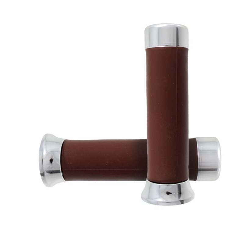 Par de manetas marrones con tapas cromadas Piaggio Vespa PX Par de manetas marrones con tapas cromadas Piaggio Vespa PX